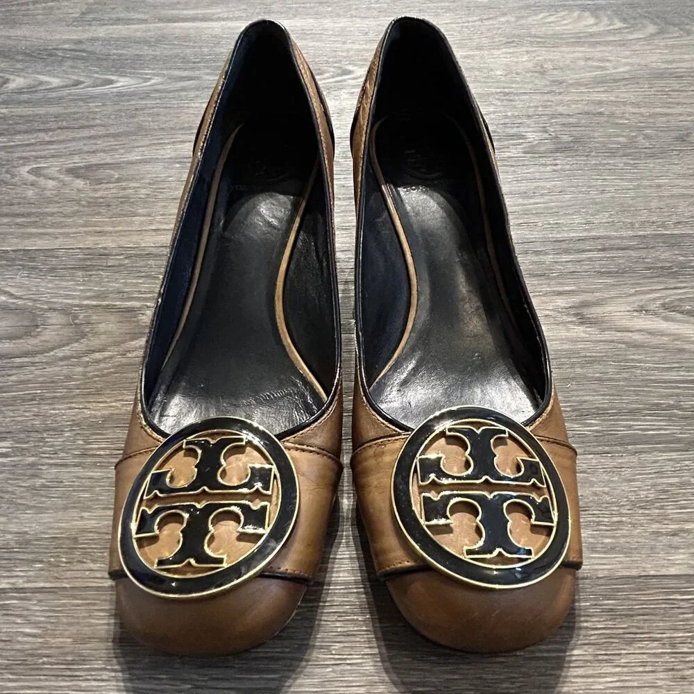 Tory Burch Size 9.5 Maddie Tan Leather Pumps Heels Block Heel Loafer Preppy